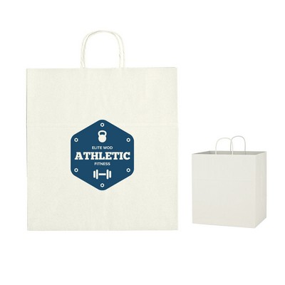 Kraft Paper White Shopping Bag - 14" x 15"