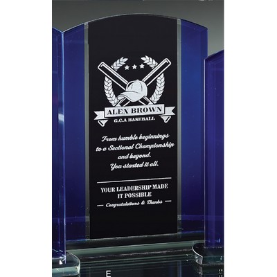 7¾" Black/Blue Glass Standing Award