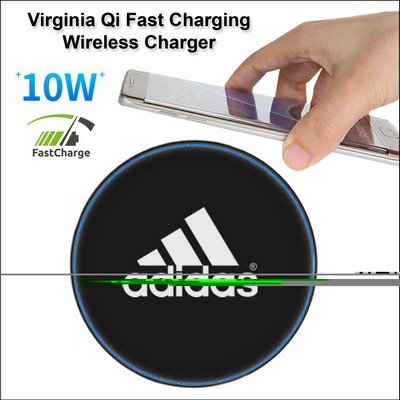 Virginia Qi Wireless Charging Pad 10 Watts Charging Speed - Black.