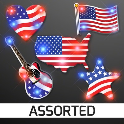 Assorted Red White & Blue Patriotic Pin Set - BLANK