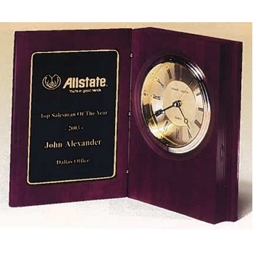 Airflyte® Hand-Rubbed Mahogany-Finish Book Clock w/Three Hand Movement