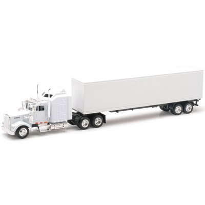 1:43 Scale Kenworth W900 White Long Trailer