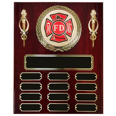 Fire Department Perpetual on Piano Finish Cherry Board Plaque (10½" x 13")