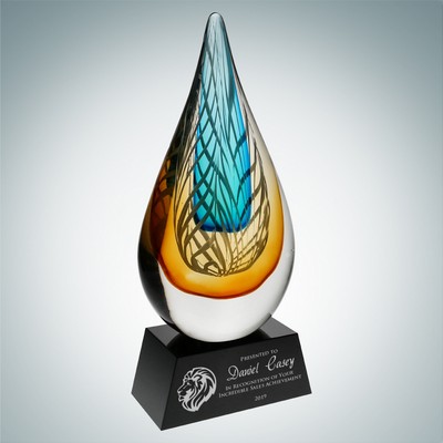 Art Glass Desert Sky Award w/Black Base