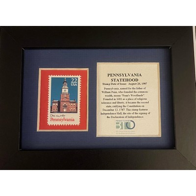 Framed Stamp Gift/Award Celebrating Pennsylvania