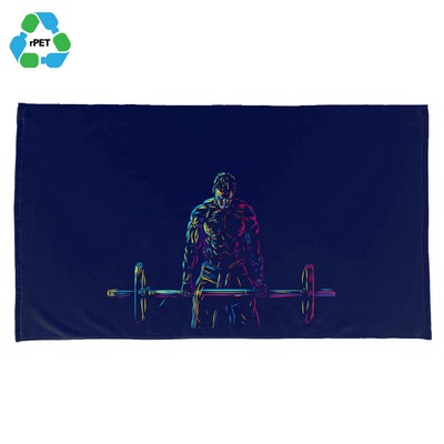 24"x 42" Eco-friendly rPET Sublimated Microfiber Velour Gym Towel w/ Cotton Terry Loops