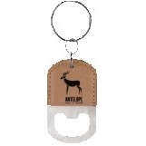 Oval Light Brown Leatherette Bottle Opener Keychain