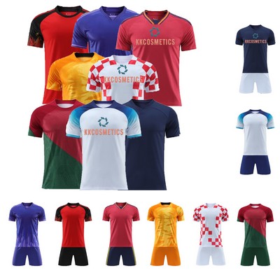 Reversible Soccer Mesh Fabric Jersey Suit For Kids Adult