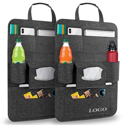 Felt Car Backseat Organizer With Wiper Pocket