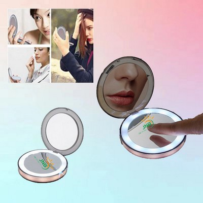 Portable Folding Light Up Mirror with USB (Round Travel)