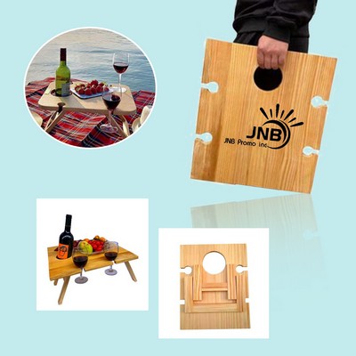 Foldable Wooden Wine Picnic Table