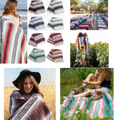 Authentic Yoga Picnic Camping Beach Mexican Blanket