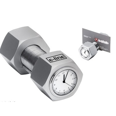 Metal Nut & Bolt Clock w/Card Holder