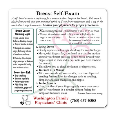 Health & Safety Laminated Breast Exam Magnet