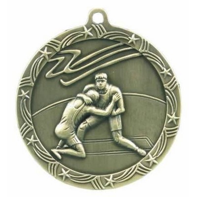 Medal, "Wrestling" Shooting Star - 2-1/2" Dia.