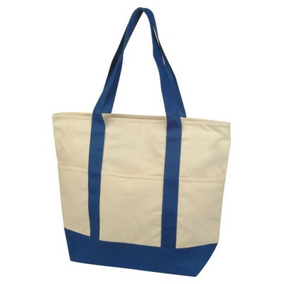 Deluxe Zippered Cotton Canvas Tote Bag