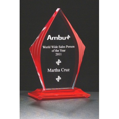 Flame Series Acrylic Award w/ Red Accented Upright & Base (6 3/4"x9 3/4")