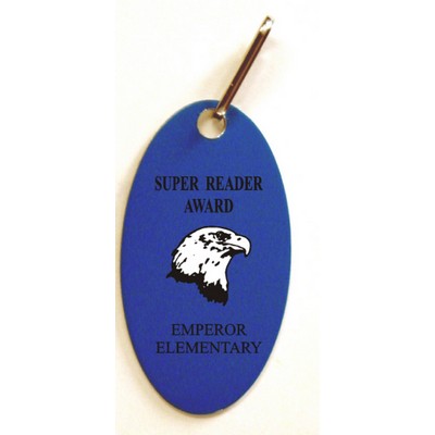 1" x 1 13/16" Aluminum Oval Zipper Pull w/Epoxy Screen Printed Imprint