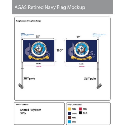 Navy Retired Car Flags 10.5x15 inch Premium