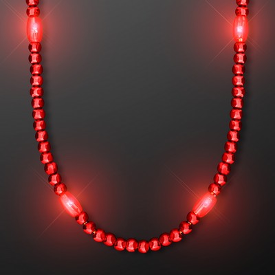 LED Red Light Up Mardi Gras Beads - BLANK