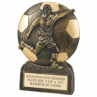 Resin Male Soccer Player & Soccer Ball Trophy Award