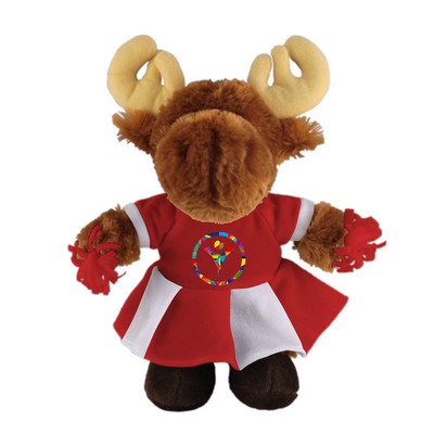 Soft Plush Stuffed Moose with Cheerleader Outfit