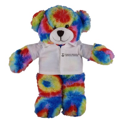 Soft Plush Stuffed Tie Dye Bear in doctor's jacket.