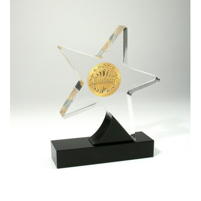 Star Lucite® Embedment Award On Base (5 1/4" x 5 3/4" x 1")