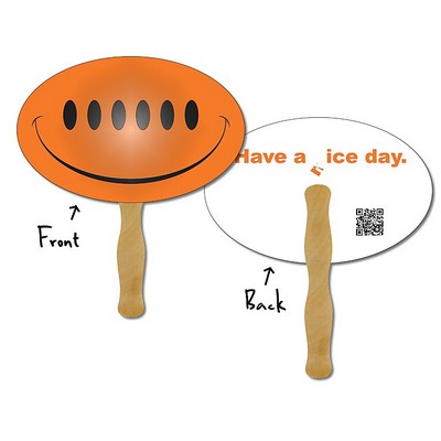 Hand Fan - Laminated 9.3125x6 Oval Shape - 14 pt.