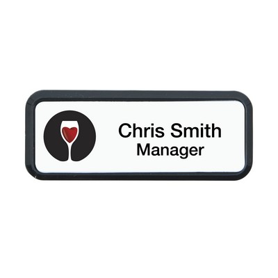 Plastic Framed Badges Rounded Corners - Personalized 1"X3" (Uv Inkjet & Engraved)