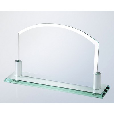 Horizontal Jade Glass Arch w/Aluminum Holders and Beveled Base (12-1/2"x7-5/8")