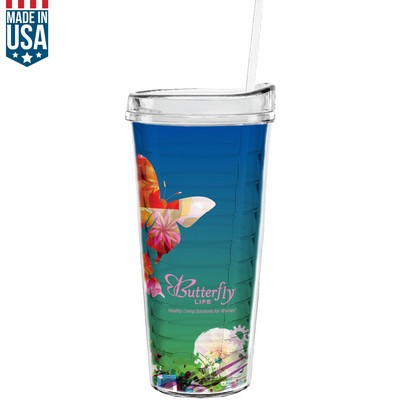 22 Oz Made In The U.S.A Tumbler W/ Lid & Straw