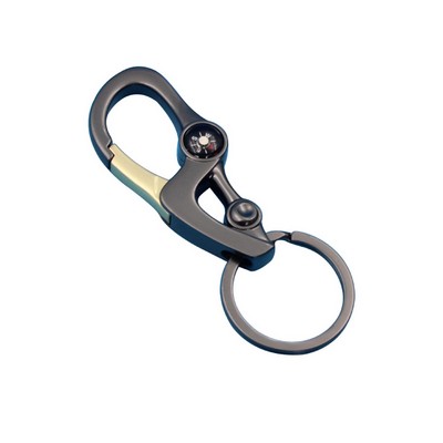 Metal Key Chain w/Compass & Carabiner