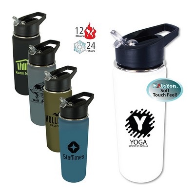 20 Oz. Halcyon® Sports Bottle w/Flip Straw Lid