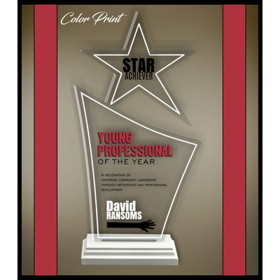 10" Star Finn Clear Acrylic Award in a White Wood Base