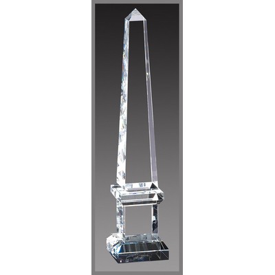 Crystal Obelisk Award with Column and Base, Medium (13"H)