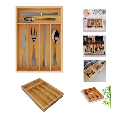 Kitchen Bamboo Silverware Organizer