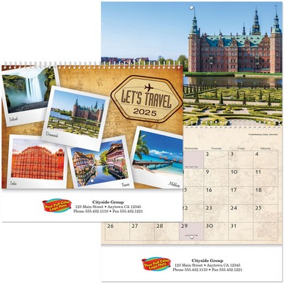 Full Color Let's Travel Spiral Wall Calendar