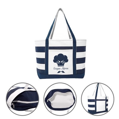 Striped Canvas Boat Tote Bag