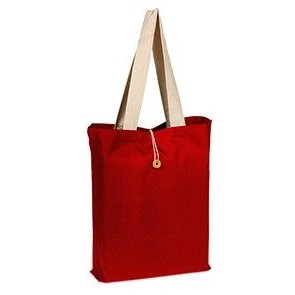 100% Cotton Colored Button-Up Canvas Tote w/Natural Handles