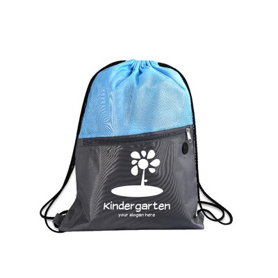 Drawstring Sport Bag With Zipper