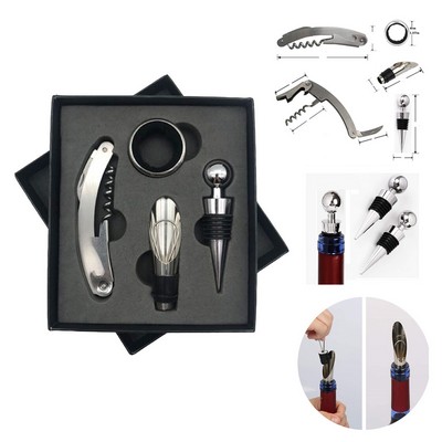 Wine Corkscrew Set 4 Pieces Stainless Steel Opener