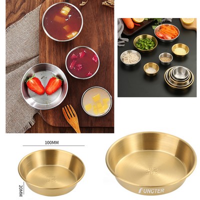 Gold Round 304 Stainless Steel Sauce Dish Seasoning Dip Bowl Sauce Seasoning Plate 3.94"