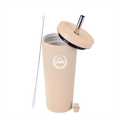 Double Wall Vacuum Straw Insulated Tumbler with Lid