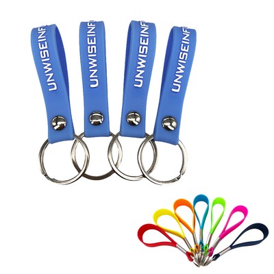 Screen Printed Silicone Wristband Keychain