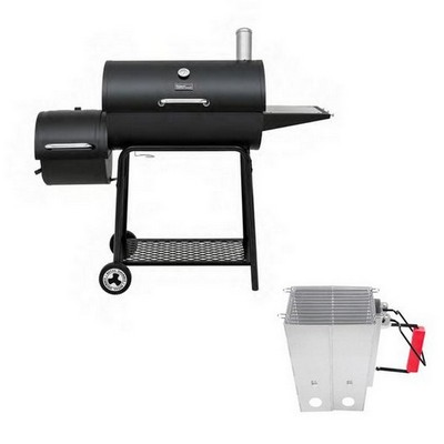 Keg Products Charcoal Grill w/Offset Smoker & Charcoal Chimney Starter