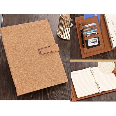 PU Leather Binder/A5 Loose-leaf Notebook w/A Pen Holder & Card Holder