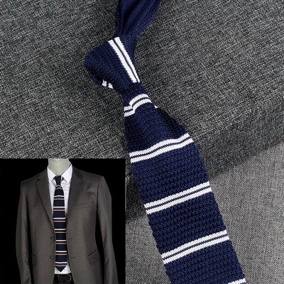 #3 Casual Style Knitted Narrow Men Tie Polyester Woven Collar Tie