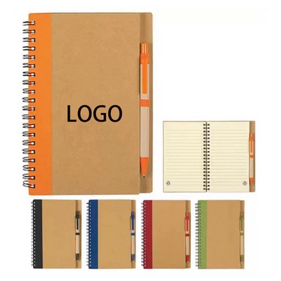 Kraft Paper Cover Notebook With Pen