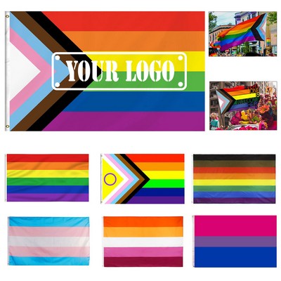 3 x 5 Ft Progress Pride Rainbow Flags